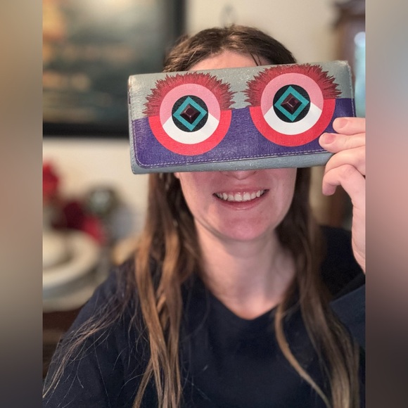 FENDI Crayon Monster Eyes Long Wallet Authentic - Picture 3 of 16